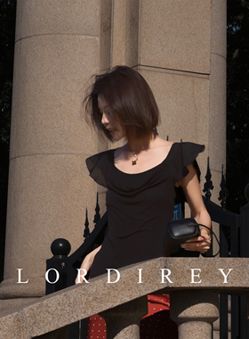 LORDIREY/【沉砚】黑色纯欲荷叶边V领无袖出片好看衣服上衣