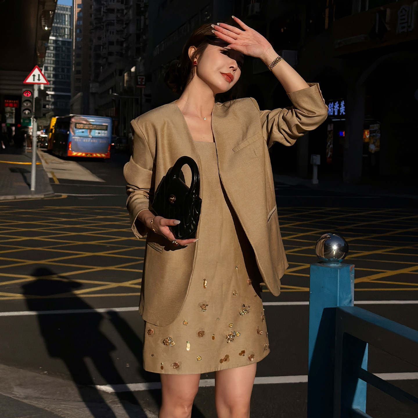 蛋哥LORDIREY【落日狂想】春季老钱风圆领西装外套女连衣裙两件套