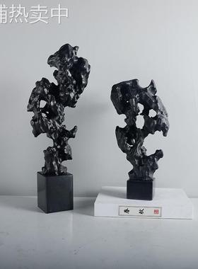 新中式现代珊瑚大理石底座摆件书柜书房博古柜桌面软装艺术摆设