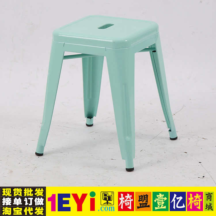 金刚淡蓝铁椅复古椅 工业椅咖啡椅子餐厅椅子铁皮凳包邮