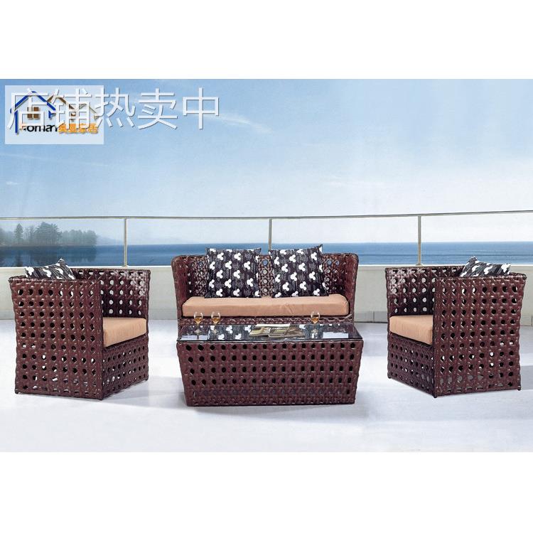 户外藤沙发 仿藤小户型欧式双人田园沙发 休闲别墅咖啡厅藤制沙发