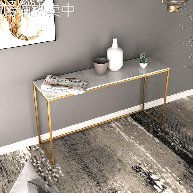 北欧简约现代大理石玄关桌金色铁艺玄关台条几条案长条窄桌靠墙桌