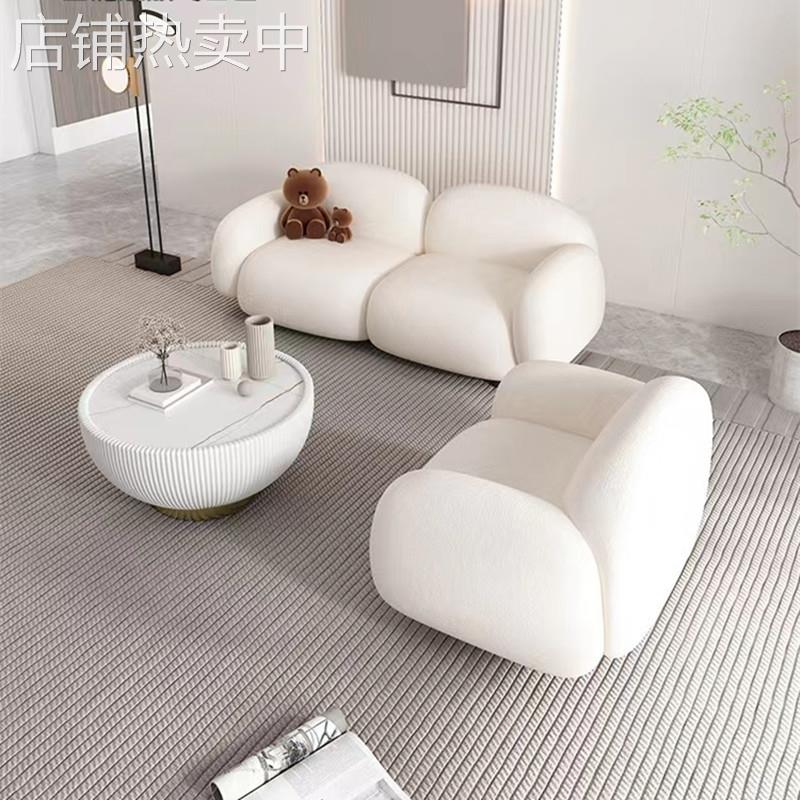 北欧客厅沙发小户型布艺简约现代豆腐块服装店铺双人小沙发网红款