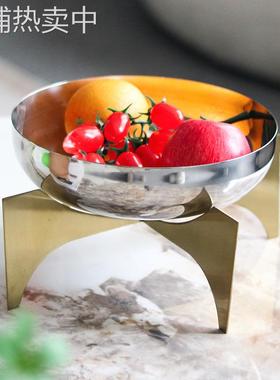 艺术几何十字承托高脚果盘摆件北欧创意家居水果碗创意格调装饰品