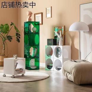 灰方简约轻奢书架客厅落地组合置物架靠墙书柜子家用亚克力展示架