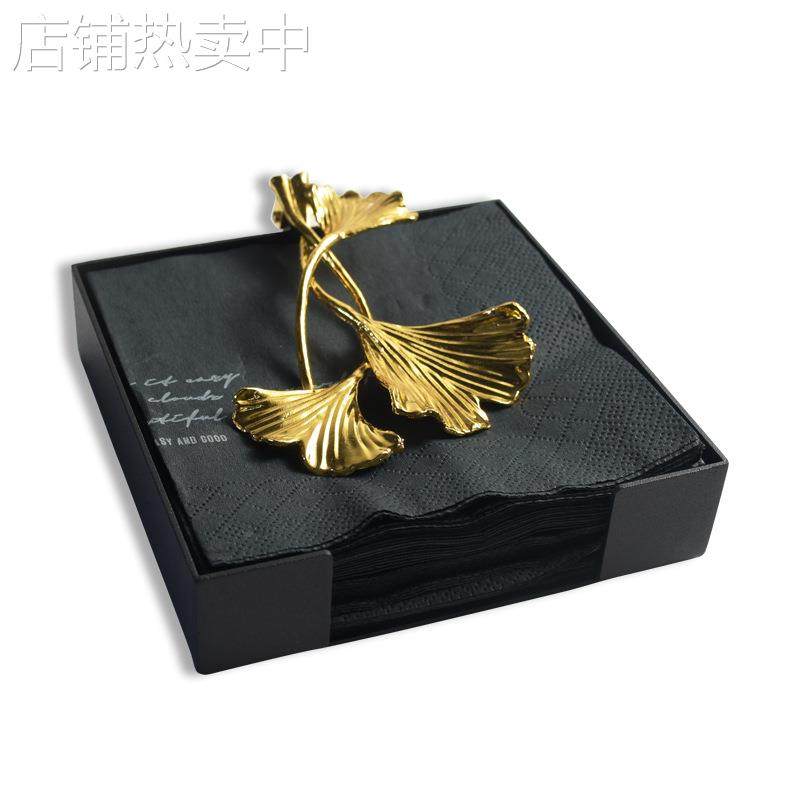 丹麦ins银杏叶不锈钢方形餐巾架桌面压纸座餐巾纸架托餐厅装饰,收纳整理,纸巾盒,淘宝优惠券,粉丝福利购,淘宝优惠卷