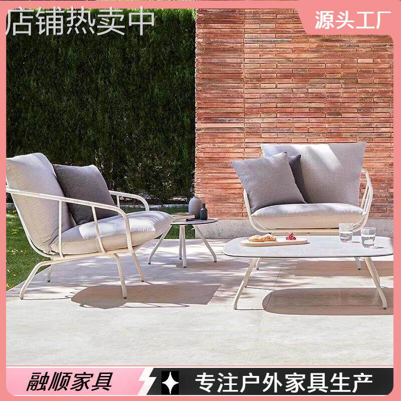 北欧户外铝合金沙发简约民宿酒店庭院阳台异形防水晒沙发茶几组合
