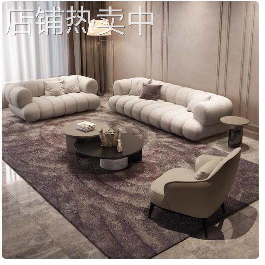 北欧小户型罗奇堡红色布艺沙发轻奢意式别墅客厅新款极简多人沙发