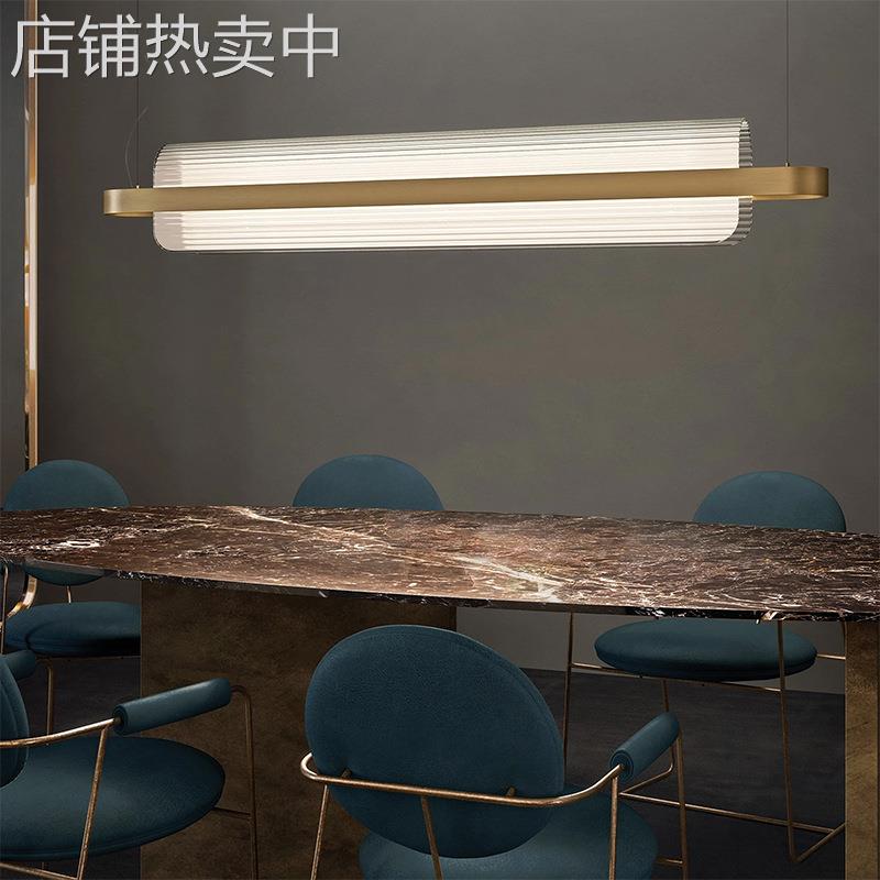 北欧设计师LED吧台前创意餐厅书房办公室展厅极简一字长条餐吊灯
