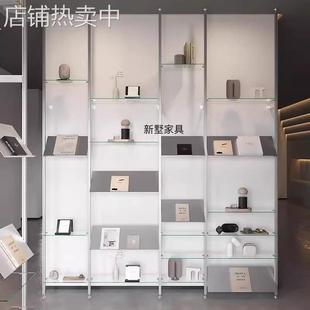 顶天立地铝型材玻璃多层展示架金属陈列架书架收纳架