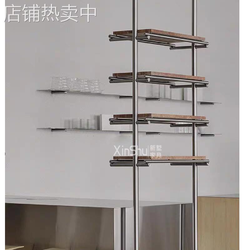 顶天立地置物架玄关一字隔板收纳陈列架极简书架工业风商用展示架