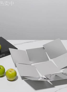 欧式九宫格收纳果盘金属摆件客厅餐厅茶几样板间桌面家居软装饰品