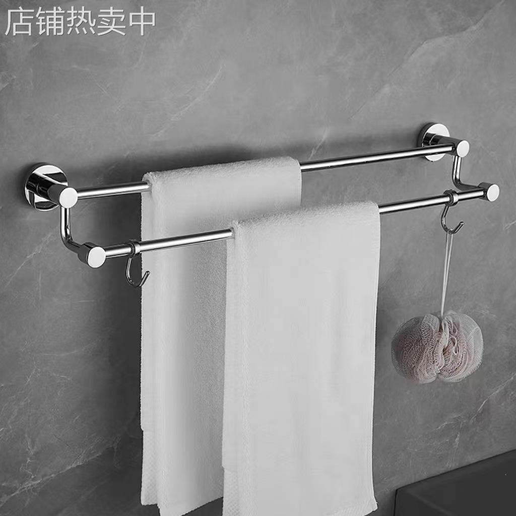 简约现代全铜毛巾架毛巾双杆双杆加厚毛巾杆浴室卫生间毛巾架