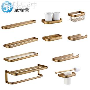 圣瑞佳欧式仿古铜浴巾架 浴室架方舟壁挂纸巾架欧式仿古铜浴巾架