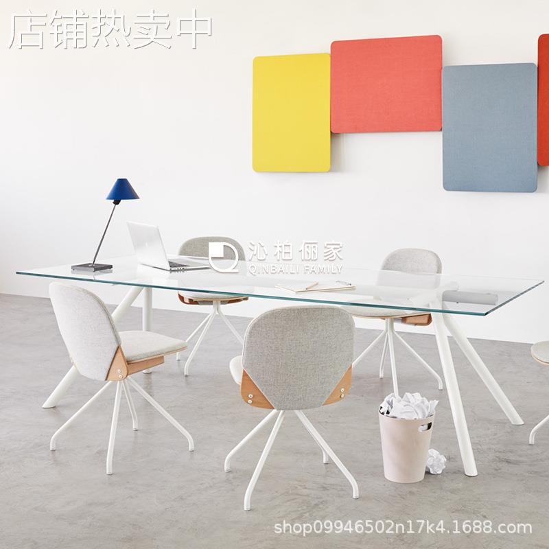 简约现代包豪斯海洋板办公桌写字台中古家用书桌工作室不锈钢桌子