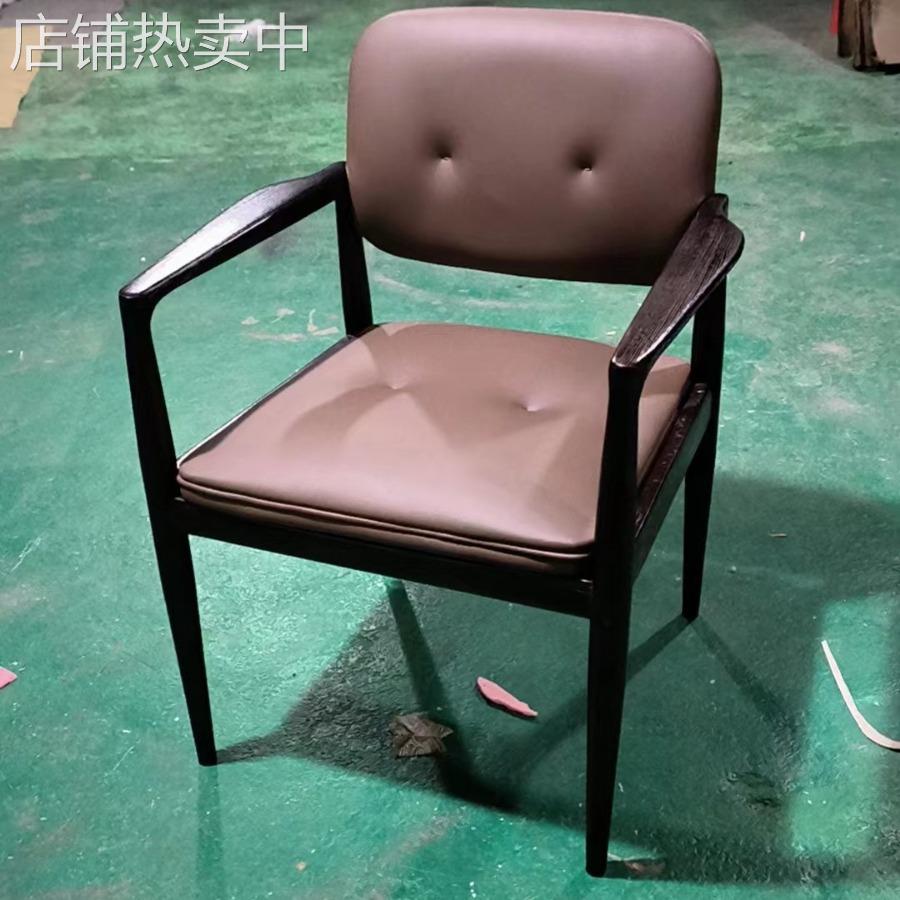 北欧家用意式极简餐椅白蜡木椅子现代高级感设计师款扶手靠背椅