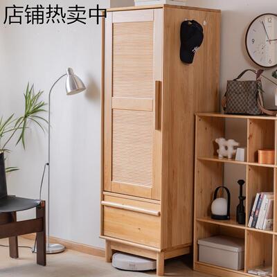 全实木单门衣柜储物柜儿童衣橱家用原木卧室挂衣柜定制柏木家具