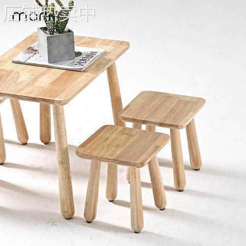 实木小凳子家用客厅矮凳方凳儿童靠背小椅子简约圆凳小型木凳子