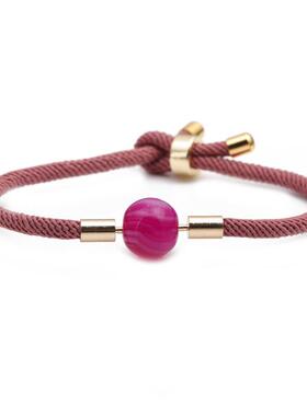 欧美跨境彩色可伸缩调节基础绳手链10MM珠子红色米兰绳可DIY手链