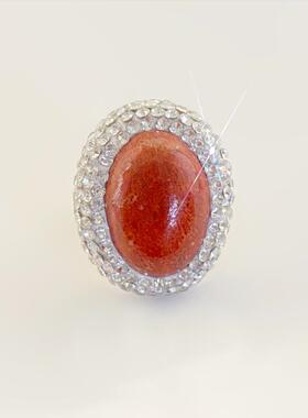 红海珠戒指时尚气质日常百搭网红款电商跨境戒指