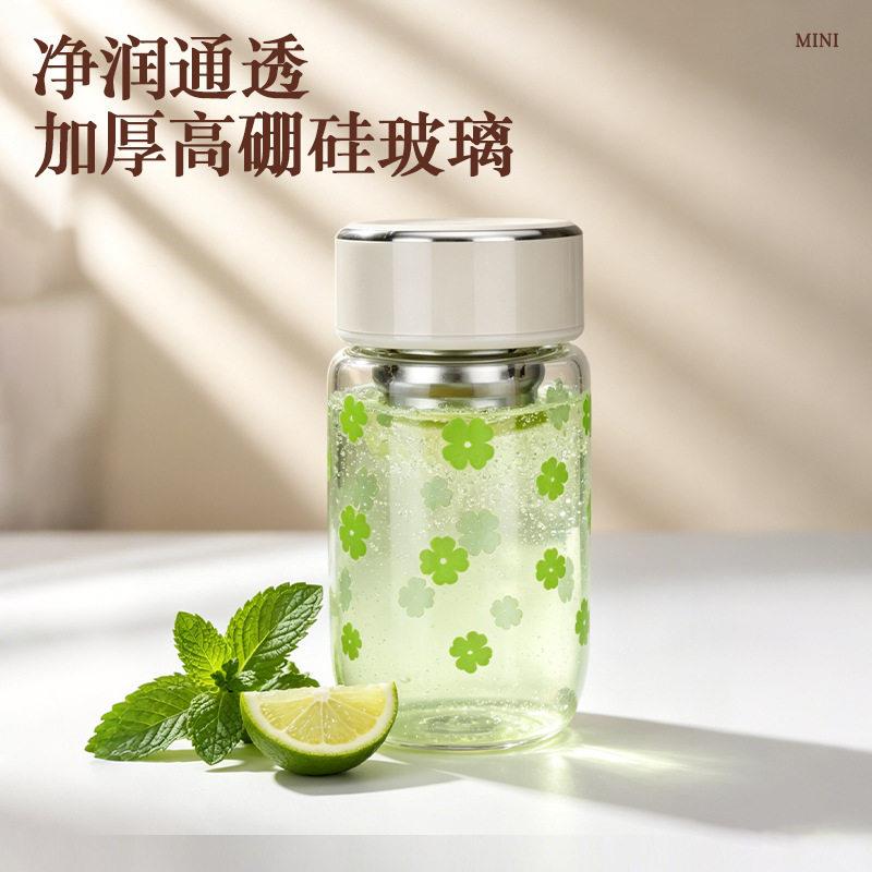夏日便携水杯简约小巧口袋杯随手杯女生颜值玻璃杯公室泡茶杯图片