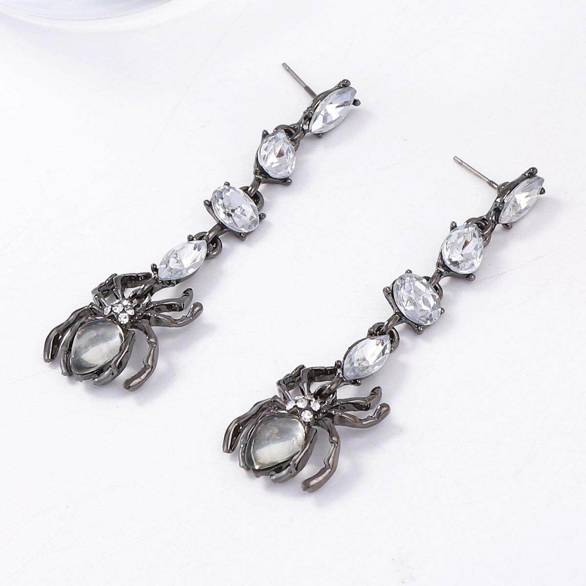 跨境万圣节暗黑系个性潮流合金镶锆石长款蜘蛛耳坠节日送礼女耳饰,饰品/流行首饰/时尚饰品新,耳环,淘宝优惠券,粉丝福利购,淘宝优惠卷