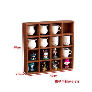 复古壁挂墙面收纳架木质十六宫格桌面收纳盒摆件盲盒置物架zakka