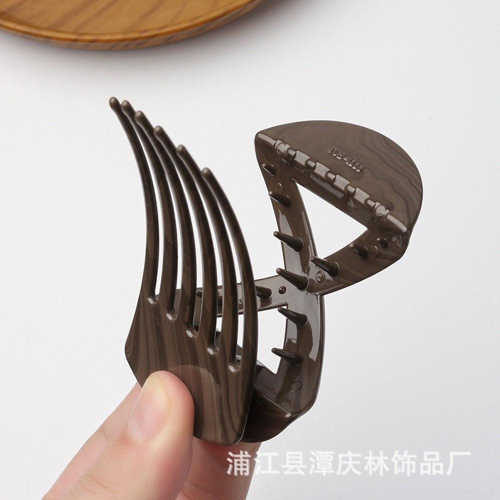 级感蝴蝶结镂空鸭嘴夹水木纹中号交叉发卡女后脑勺盘发发夹新款