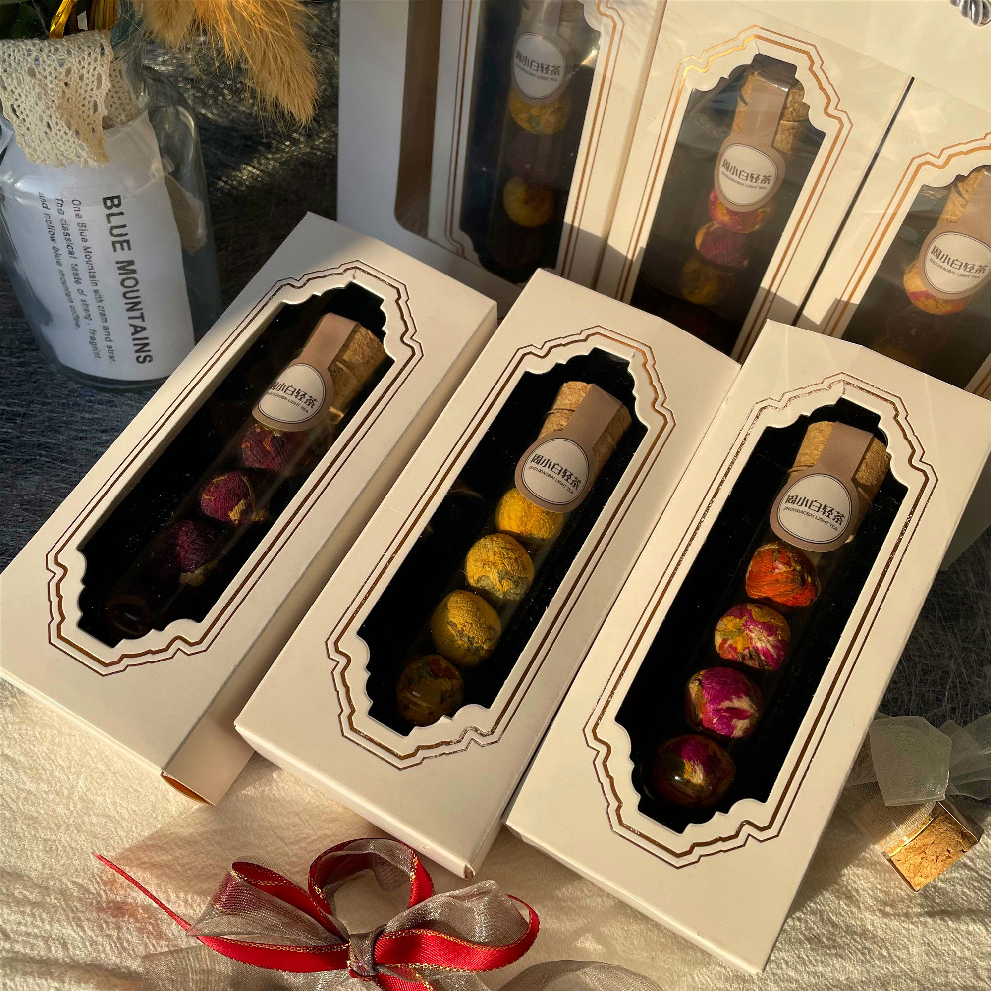 工艺龙珠花茶球玫瑰桂花茉莉菊杞四种口感组合球伴手礼小礼品一份
