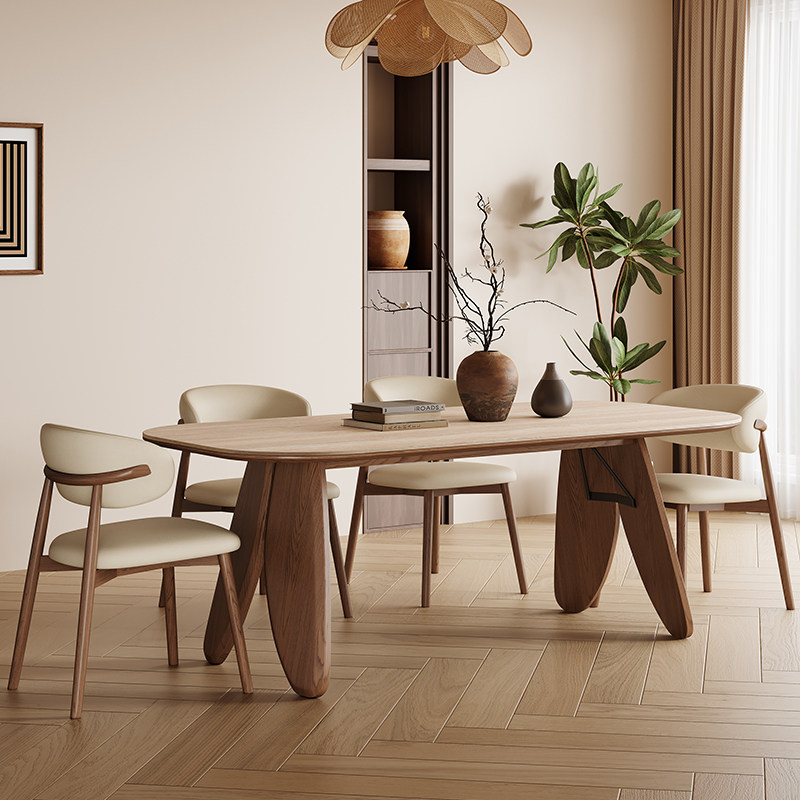 中古风洞石岩板餐桌实木椭圆形北欧设计师家用小户型实木吃饭桌子,住宅家具,岩板餐桌,淘宝优惠券,粉丝福利购,淘宝优惠卷