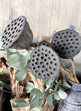 天然莲蓬干花禅意软装茶社民宿家居装饰拍摄道具真花插花荷叶diy