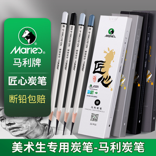 马利炭笔美术生专用素描笔速写碳笔软性14B16B炭画铅笔美术生专用初学者描笔工具艺考联考校考绘画软中硬套装
