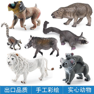 儿童认知仿真小动物袋鼬利索维斯兽雪貂山魈疣猪考拉模型摆件玩具