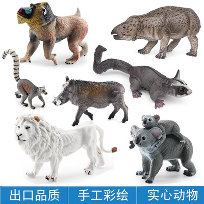 儿童认知仿真小动物袋鼬利索维斯兽雪貂山魈疣猪考拉模型摆件玩具