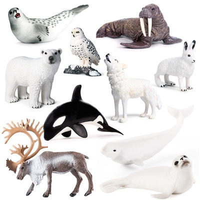 儿童仿真玩具极地海洋动物世界模型北极熊北极兔驯鹿海狮白鲸摆件