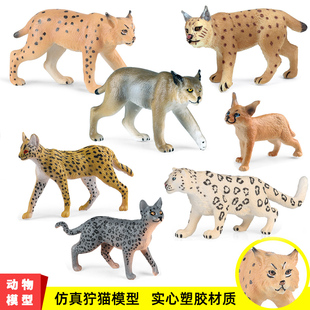 仿真森林野生动物模型猞猁山猫雪豹子狞猫薮猫实心猫科类认知玩具