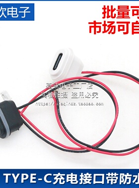 TYPE-C 2P直压式防水母座带线焊线IPX7级替代DC022插座卡式带端子