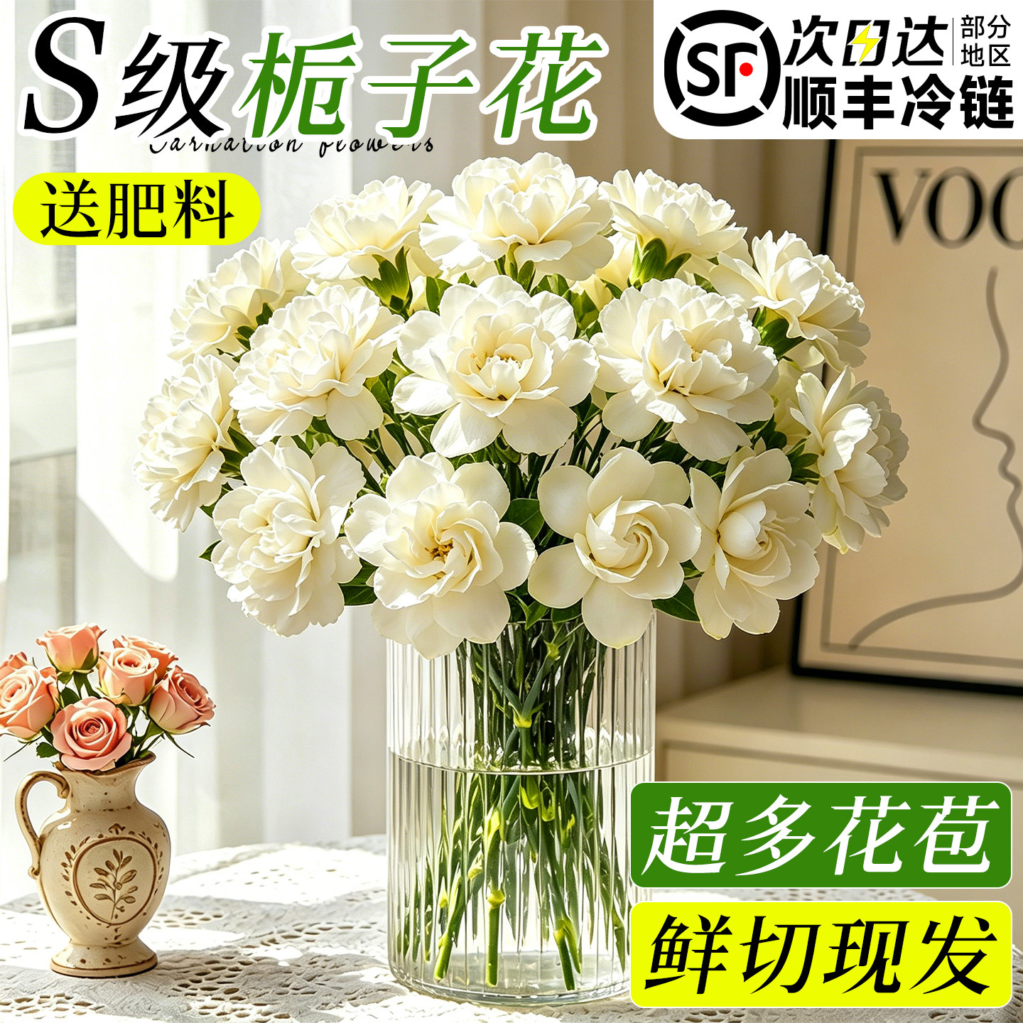 大叶栀子花鲜切花卉带花苞盆栽水培植物室内好养四季开花云南直发