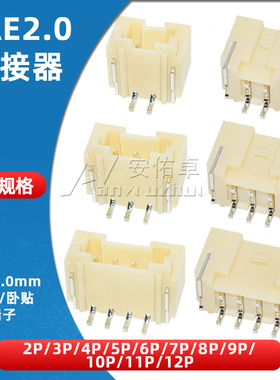 PA/PAE卧贴立贴2.0mm间距2 3 4 5 6 8 9 10P连接器插座贴片带锁扣