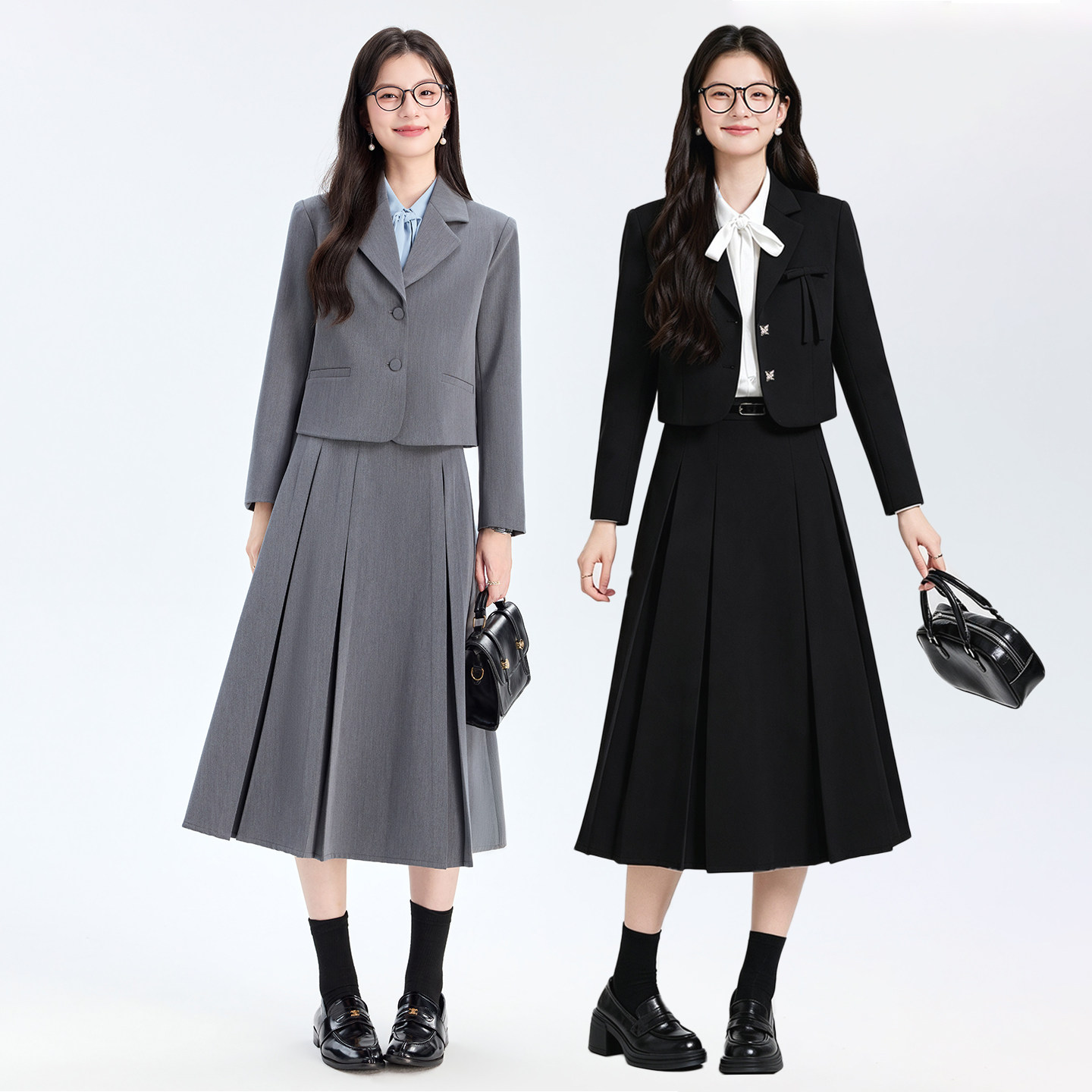 减龄学院风穿搭小个子西服大学生考公答辩面试正装教资西装裙套装