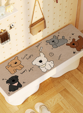 入户换鞋凳垫子卡座软包盖布家用卡通长方形坐垫定制玄关防滑椅垫