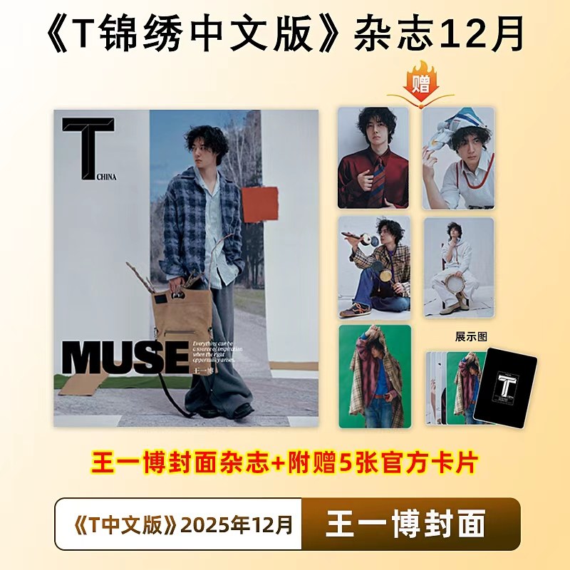 计入销量 T锦绣12月 王一博封面(附5张卡片)  T Magazine锦绣杂志 易烊千玺/刘雨昕/宋佳/雎晓雯 时尚潮流穿搭期刊 飞机盒发