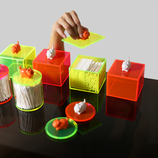 棉签化妆棉收纳盒亚克力牙签牙线医用高级卸妆棉二合一 空之喵喵