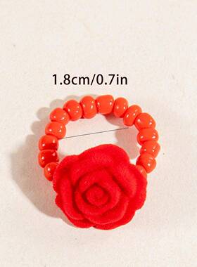 欧美跨境时尚创意红色玫瑰树脂情人节戒指套盒简约个性戒指饰品