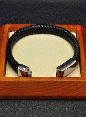 【专用】男士编织皮手链不锈钢简约百搭手饰尺寸颜色可定