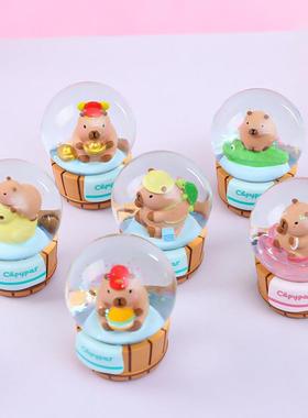 卡皮巴拉水晶球盲盒发光玻璃小水球卧室装饰品桌面摆件厂家直销