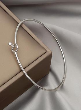 2021韩版时尚新款手镯简约百搭圆形打结伸缩活口光面手环手饰品