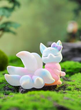 新款神兽涂山九尾狐·植绒盲盒创意树脂工艺桌面装饰车载摆件礼物