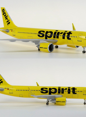 47cm拼装带轮带灯光民航客机320neo美国精神航空模型仿真飞机黄色