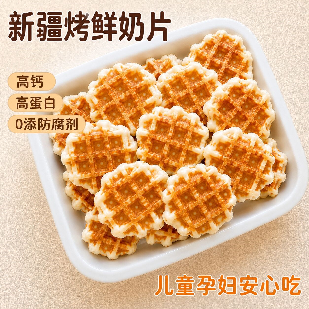 新疆无糖精烤鲜奶皮高钙奶片饼干